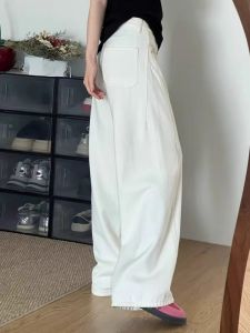 กางเกงยีนส์ทรงหลวมเอวสูงทรงหลวมสำหรับผู้หญิง ฤดูใบไม้ผลิและฤดูร้อน กางเกงขายาวทรงหลวมสำหรับผู้หญิงไซส์ใหญ่