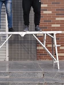 LEARED 1.6m/1.8m Folding Ladder Platform Portable Scaffolding Mobile Stepper Height Adjustable