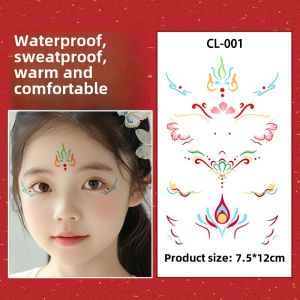 Non-toxic Festival Performance Eyebrow Stickers for Girls Kindergarten Traditional Chinese Costume Flower Discs Decorations