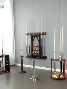 Solid Wood Cue Rack 8-Pole Floor-Standing Billiard Cue Storage Rack Billiard Cue Rack 8-Hole Fan-Shaped Cue Rack