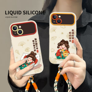 Chinese Fad Suitable for  13 Phone Case Iphone15 Protective Case 11 Creative 14 New Arrival IP12 with Lanyard 13promax Drop-Resistant Female 14/15plus Lens All-Inclusive Por Soft Silicone Shell