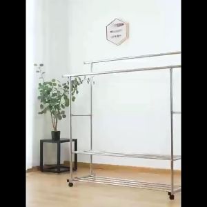Stand Hanger Stainless Steel Jemuran Baju Double Serbaguna