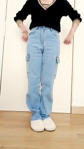 Celana Kulot Jeans Highwaist Cargo Kekinian & Celana Loose Jeans Highwaist Cargo Terbaru