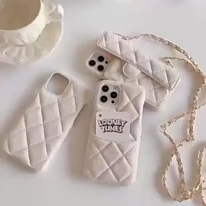 Crossbody Lanyard Wallet Phone Case For iPhone 15 14 13 16 Pro Max Card Holder Necklace Chain Luxury  Leather ( NO LOGO)