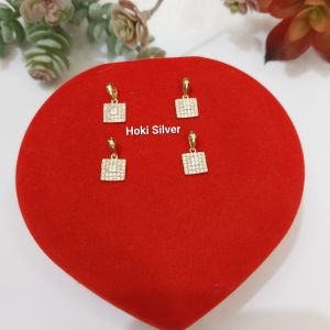 Liontin kotak Warna rosegold perak 925 / liontin perak Lapis Emas kuning