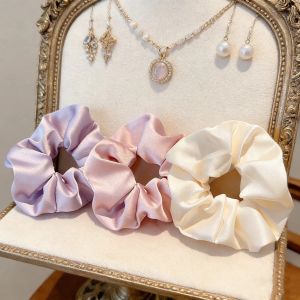 3-Pack Satin Scrunchies Soft Silky Hair Ties for Women No Damage Hair Accessories Lavender Pink Beige