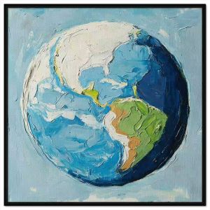 Tranh vẽ chủ đề bảo vệ môi trường trái đất. Tranh treo tường dán tường sơn dầu canvas.CGI-1938