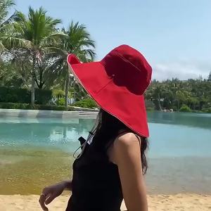 Wide Brim UPF 50+ Sun Hat Women Anti-UV Protection Hiking Fisherman Cap Fold Summer Solid Beach Hat 2024 Double Sided Sun Hat