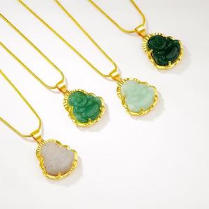 Womens Gold Plated Copper Leaning Buddha Pendant Necklace Durable Color  out Original Design Alloy Jewelry Fashionable