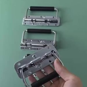 Umum 12/14cm Handle Hardcase Handle Koper With Spring Handle Tempel Mixer Handle Pegangan Mixer Hardcase Box Speaker Koper Aksesoris Tahan Lama Rubber Grip Hitam dan Perak Baja Tahan Karat 304 Handle Tempel Box Besar PEGANGAN Pegangan Koper