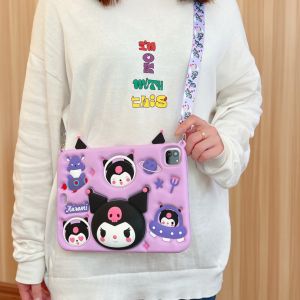 【Hot】Portable Telescopic Bracket Colorful 3D Kuromi Silicone+PC Tablet Protective CaseFor Samsung Tab A7 Lite(8.7inch) A8(10.5inch) A9(8.7inch) A9+(11inch) Series