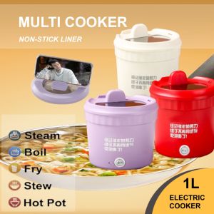 Portable Mini Electric Cooker Multifunctional Hot Pot Ceramic Instant Noodle Bowl Frying Pan Steamer Periuk Nasi