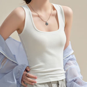 Miiow | Slim Fit Tank Top Womens Square Collar Workwear Summer New Style Inner Wear Outer Wear MiiOW Cat Person Commute Style