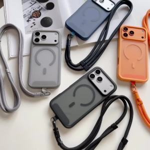 Crossbody Lanyard Matte Translucent For Magsafe Phone Case For iPhone 18 17 17Pro 16 15 14 13 12 Pro Max Wireless Charge Cover