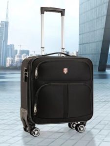16-Inch Business Travel Suitcase Womens Carry-On Bag Mens Password Lock Spinner Wheel Luggage Polyester Material OL Style
