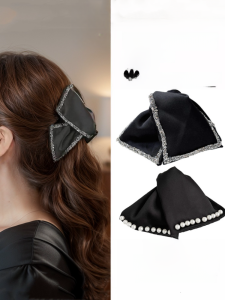 Elegant Black Shark Hair Clip Hepburn Style Hair Accessories Simple Classy Hair Grips for Women Fashionable Hair Clamps