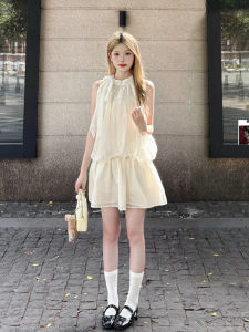 PEIZIXUAN | French Style Sleeveless Halter Mini Dress