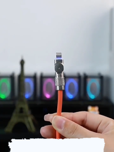 180°การหมุน สายชาร์จ 3in1 หัวชาร์จ 3 หัว Micro Type-C iO-S สายชาร์จเร็ว 120W 6A Super Fast Charge LED OD6.0 สายชาร์จไนล่