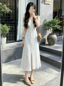 BIFEIMENG | Elegant White Lace Sleeveless Dress Slimming