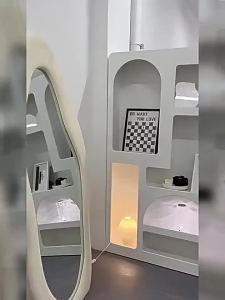 Cream Style Full-Length Mirror Floor Mirror Nordic Full-Length Mirror Wall-Mounted Bedroom Living Room Shaped Clouds Dressing Mirror