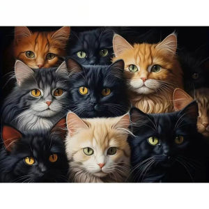 Jigsaw Puzzle 500 1000 1200 2000pcs Lovely Cat Face Close Up For Pet Lovers Stress Relief Puzzle Fun Present