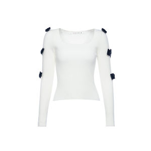 Slim Fit Butterfly Print Knit Top