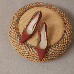 Elegant Red Wine Color Wedding Shoes for Women Comfortable High Heels Fashionable Spring Autumn Winter Seasonal Footwear