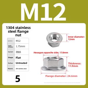 BAIRUITE | Stainless Steel Flange Nut Anti-Slip Anti-Loosening Hex Locking Screw Cap with Teeth and Washer M3-M20