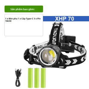 Đèn Pha LED XHP 360 30000000LM Công Suất Cao Type-C Có Thể Sạc Lại 4000M Tầm Xa Chống Nước Câu Cá Cắm Trại Đèn Pha Di Động