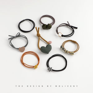 Korean Style Cute Hair Ties for Women Simple Design Leather Wrapped Hair Bands Fashionable Hair Accessories by Moliveny
