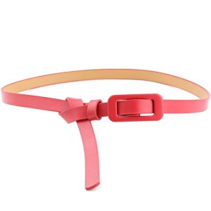 New Square Buckle Without Holes Ladies Black/white/red/pink Pu Leather Fashion Female Fine Thin Belt for Jeans Dress Decoration