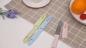 Dao gọt hoa quả vỏ trái cây bào rau củ quảmini cute dễ thương chất liệu thép không gỉ có bao an toàn. - Aeneas Shop