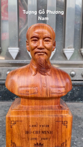 Tượng bán thân bác hồ chí minh cao 30 40cm gỗ hương cực đẹp sắc nét