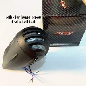 Reflektor Lampu Depan Besi Tralis Custom Classic Japstyle model ROKET Universal Motor