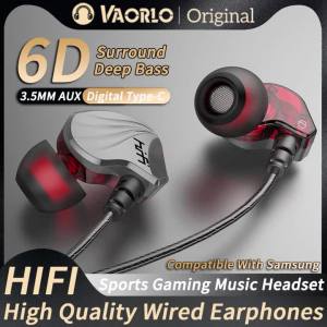 VAORLO | Wired Earphone 3.5mm AUX/Type C In-Ear HIFI 6D Surround Bass In-Ear Game Music Headsets With MIC For Samsung Huawei Xiaomi PC