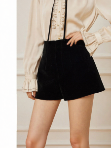BANANA CICI | High Waist Velvet A-line Casual Shorts