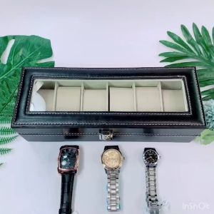 [ SẴN ] HỘP ĐỰNG ĐỒNG HỒ SAIKE 6 NGĂN BỌC DA CAO CẤP CÓ CHỐT KHOÁ 30x11.5x8