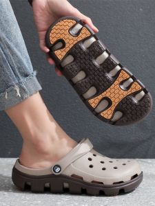 He Di Chen He Same Style Non Slip Rubber Sole Hole Shoes Mens Couple Outdoor Thick Sole Sandals Kitchen Beach Slippers