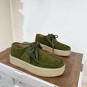 Mens Low-Top Martin Boots Fall New Style Faux Suede Thick Bottom Retro Slip-On Casual Leather Shoes Kangaroo Shoes