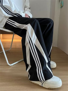 American Style Splicing Mens Hiking Pants Spring Loose Wide Leg Casual Youthful Leisure Sports Trousers for Climbing