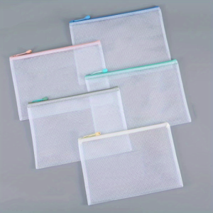 10pcs Mesh Zipper Bag Jigsaw Bag Zipper Bag for organizing Classroom organization Plastic Zipper Bag5 colorsA4 size board Gam