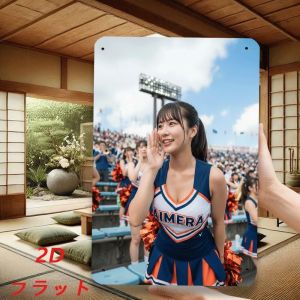 Vintage 2D Metal Tin Sign Cheerleader Girl Art Wall Decor for Home 8"x12"