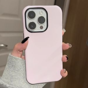 เคสโทรศัพท์แบบซิลิโคนสีพื้นสีชมพูสไตล์ INS สำหรับ Apple 17Promax iPhone 16Plus รุ่นใหม่ Air 2-in-1 ปกป้องได้ 15 โพลีนีเชียร์ 14 ไฮเอนด์ 13 สดใหม่ XS