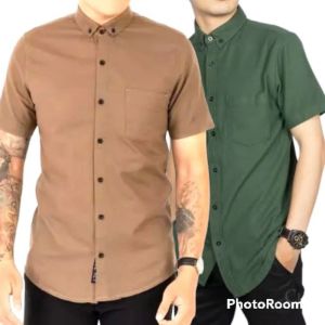 PAKET HEMAT 2PCS 50RIBU KEMEJA POLOS PRIA LENGAN PENDEK