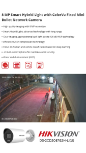 DS-2CD2087G2H-LI/U Hikvision 8 MP Smart Hybrid Light with ColorVu