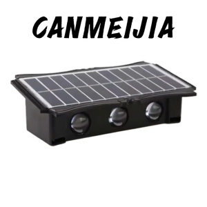CANMEIJIA Solar Wall Light IP65 Outdoor Waterproof LED Wall Lamp Up and Down Luminous RGB Sconce for Balcony Courtyard Garden Light