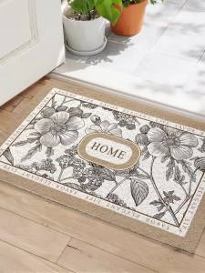 VIKAMA Vintage Hoa Thảm Chùi Chân Chống Trượt Trong Nhà Trang Trí Nhà Thảm Thanh Lịch Phác Thảo In Hoa Thảm Cho Cửa Trước Lối Vào 100% Polyester