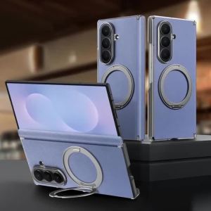 szhaiyu | Shockproof Leather Case For Samsung Galaxy Z Fold 8 Ultra 7 6 For Magsafe Magnetic With 360 Rotating Ring Stand Hinge Protection