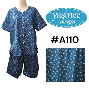 LLL ( อก 48 นิ้ว) ชุดอยู่บ้าน ชุดเสื้อกางเกง Cotton100%: ชุดนอน ชุดลำลอง ชุดนอนผ้าคอตตอน ชุดนอนลายดอกชุดนอนใส่สบาย