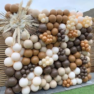 113PCS Brown Coffee Theme Birthday Balloon Garland Arch Set Suitable for Wedding Anniversary Birthday Party Room Decoration